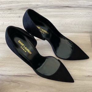 Saint Laurent Anja 105 Suede Pumps Black 38.5